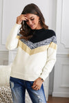 Dokotoo Womens Color Block Sweaters Long Sleeve Crewneck Pullover Knit Jumper Tops