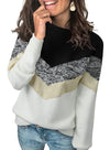 Dokotoo Womens Color Block Sweaters Long Sleeve Crewneck Pullover Knit Jumper Tops