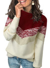 Dokotoo Womens Color Block Sweaters Long Sleeve Crewneck Pullover Knit Jumper Tops