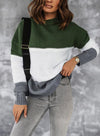 Dokotoo Womens Color Block Sweaters Long Sleeve Crewneck Pullover Knit Jumper Tops