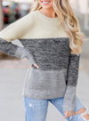 Dokotoo Womens Color Block Sweaters Long Sleeve Crewneck Pullover Knit Jumper Tops