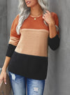 Dokotoo Womens Color Block Sweaters Long Sleeve Crewneck Pullover Knit Jumper Tops