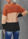 Dokotoo Womens Color Block Sweaters Long Sleeve Crewneck Pullover Knit Jumper Tops