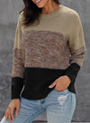 Dokotoo Womens Color Block Sweaters Long Sleeve Crewneck Pullover Knit Jumper Tops