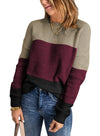 Dokotoo Womens Color Block Sweaters Long Sleeve Crewneck Pullover Knit Jumper Tops