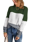 Dokotoo Womens Color Block Sweaters Long Sleeve Crewneck Pullover Knit Jumper Tops